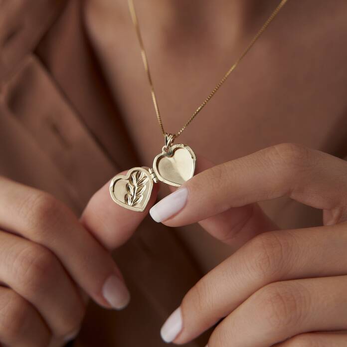 Başak Desenli Kalp Kapaklı Kolye - 2