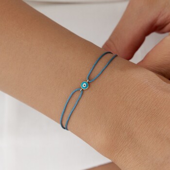 Bebe Mavisi Mineli Nazar İp Bileklik - 1