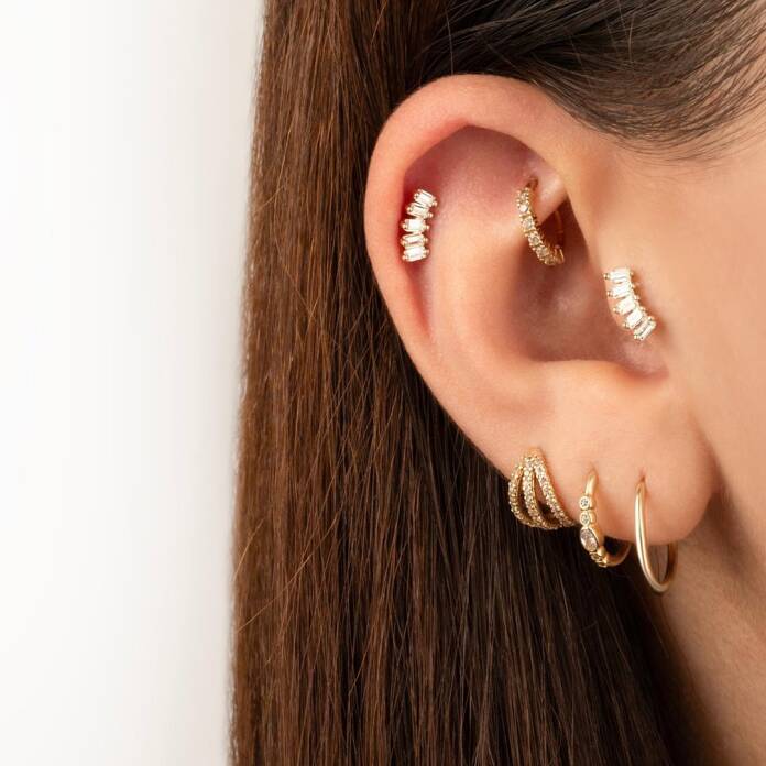 Beş Baget Taşlı Minimal Tragus Piercing - 2