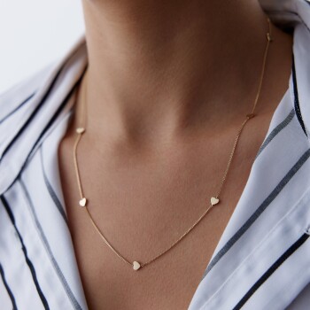 Beş Sıra Kalp Kolye - Rayna