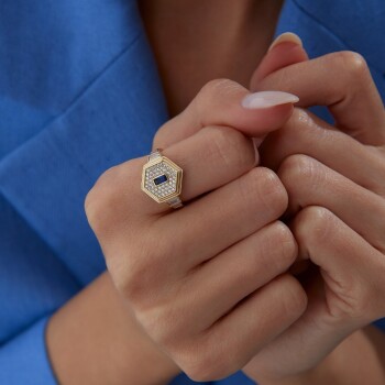 Beşgen Mavi Baget Yüzük - Rayna