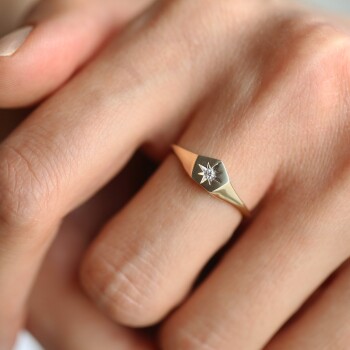 Beşgen Plaka Kutup Yıldızı Yüzük - Rayna