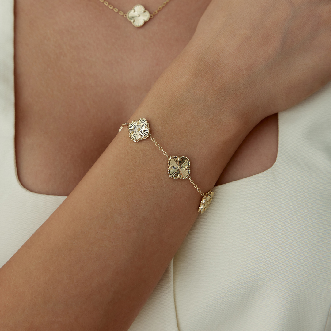 Beşli Altın Yonca Cleef Bileklik - 1