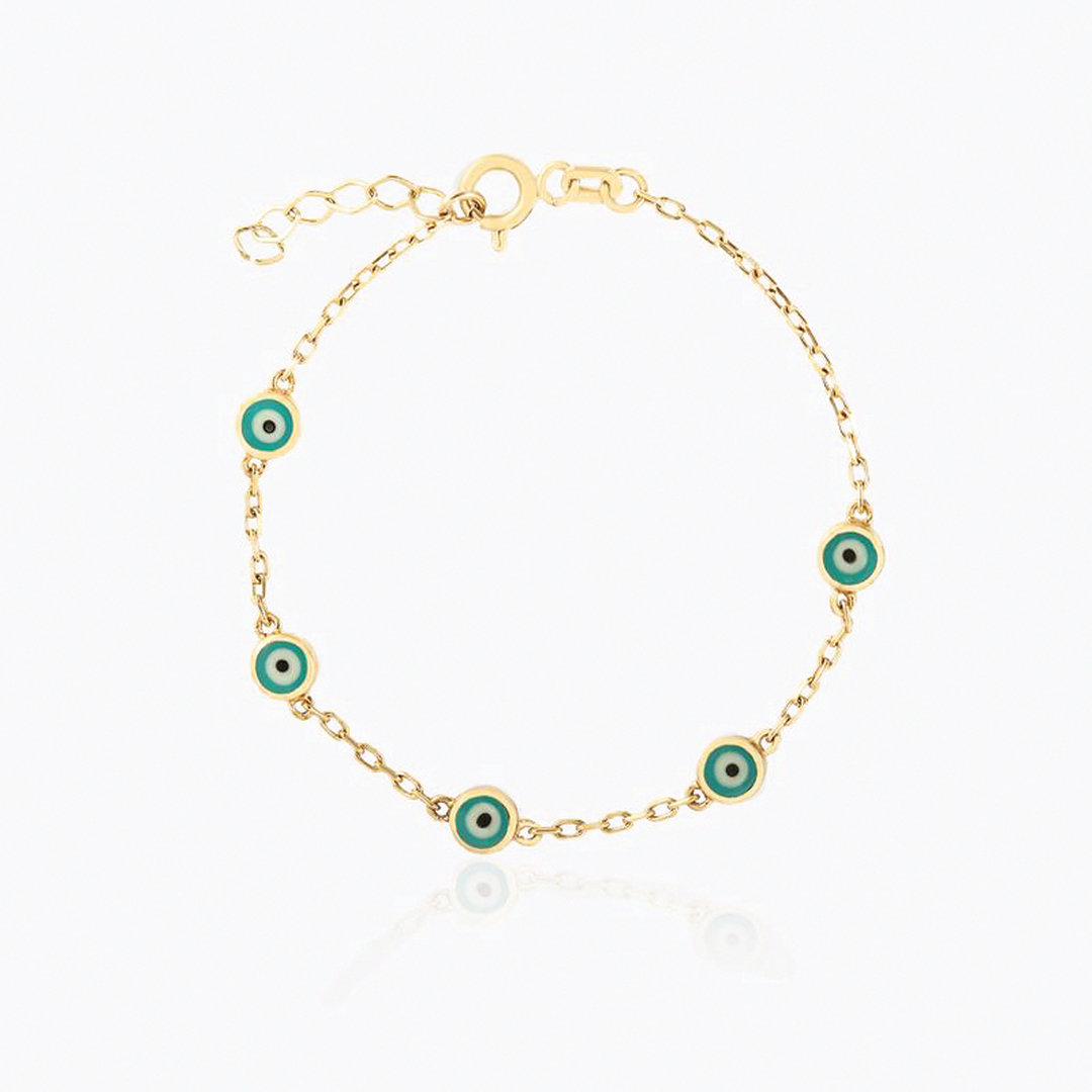 Beşli Mavi Mineli Nazar Çocuk Bilekliği - 1
