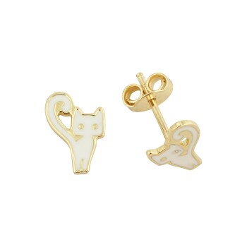 Beyaz Kedi Çocuk Küpesi - Melike