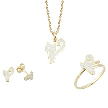 Beyaz Kedi Çocuk Seti - Melike