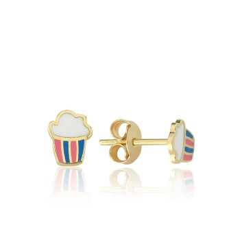 Beyaz Mine Muffin Çocuk Küpesi - Melike