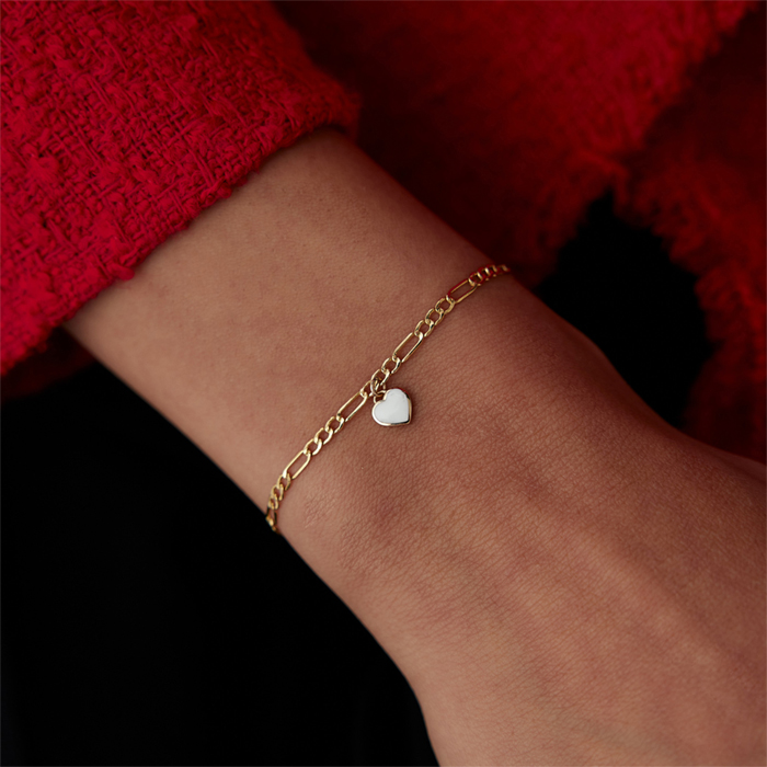 Beyaz Mineli Kalp Charm Bileklik - Alen (1)