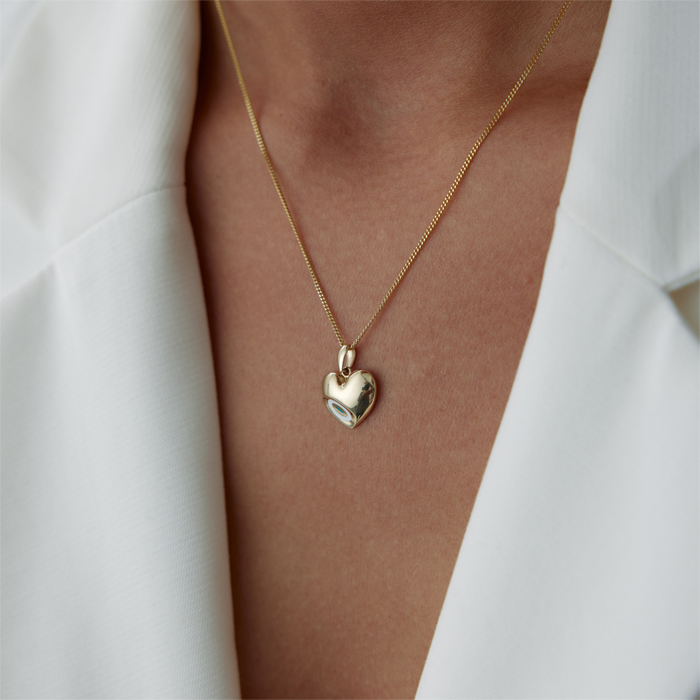 Beyaz Mineli Kalp Kolye - Koçak (1)