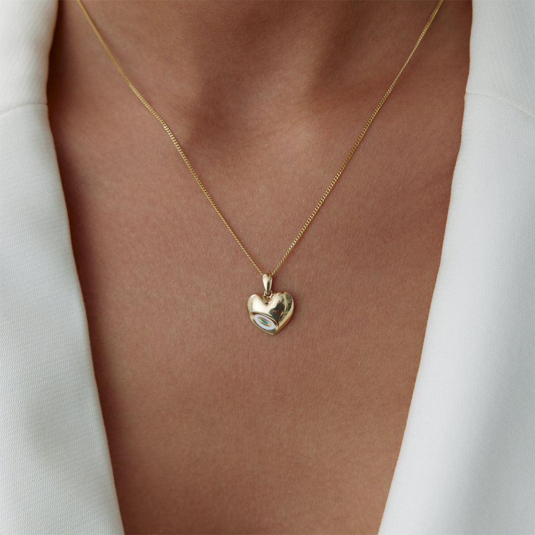 Beyaz Mineli Kalp Kolye - 3