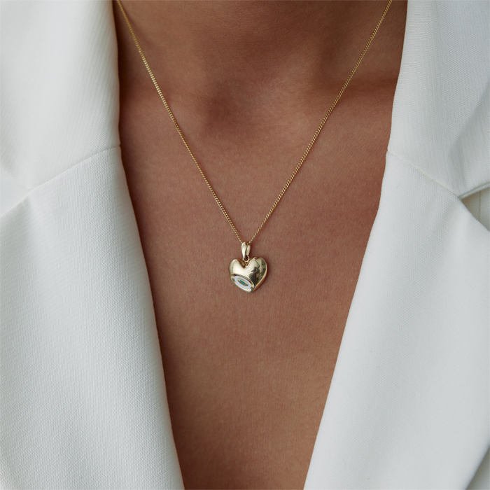 Beyaz Mineli Kalp Kolye - 4