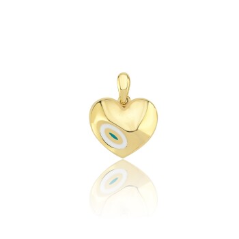 Beyaz Mineli Kalp Kolye Ucu - Koçak