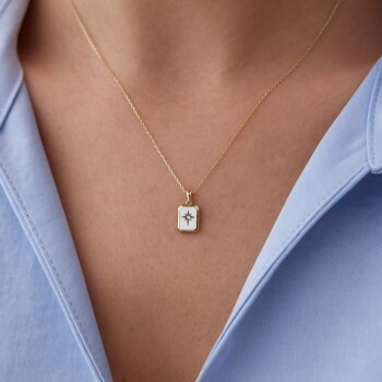 Beyaz Mineli Kutup Yıldızı Kolye - Alen