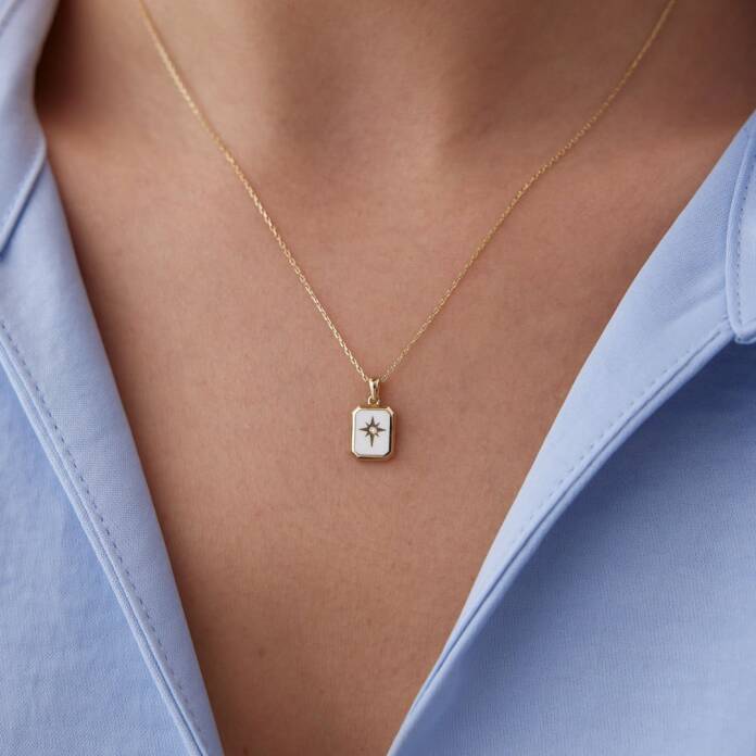 Beyaz Mineli Kutup Yıldızı Kolye - 1