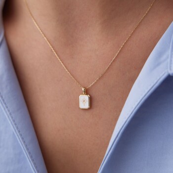 Beyaz Mineli Kutup Yıldızı Kolye - 2