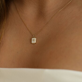 Beyaz Mineli Kutup Yıldızı Kolye - 3