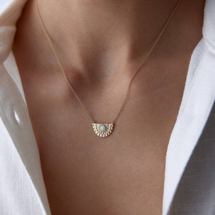 Beyaz Mineli Via Kolye - 1