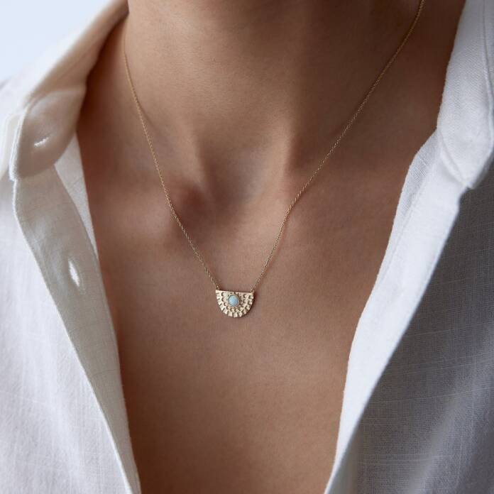 Beyaz Mineli Via Kolye - 2