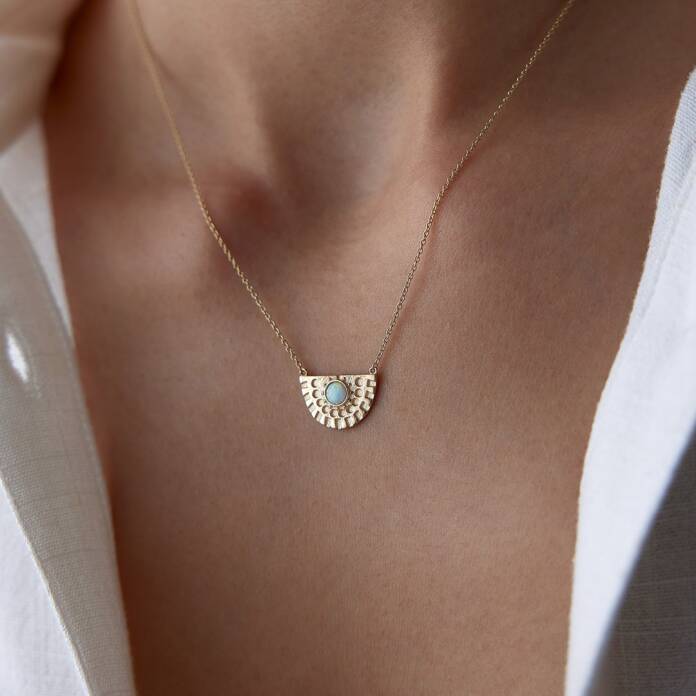 Beyaz Mineli Via Kolye - 3