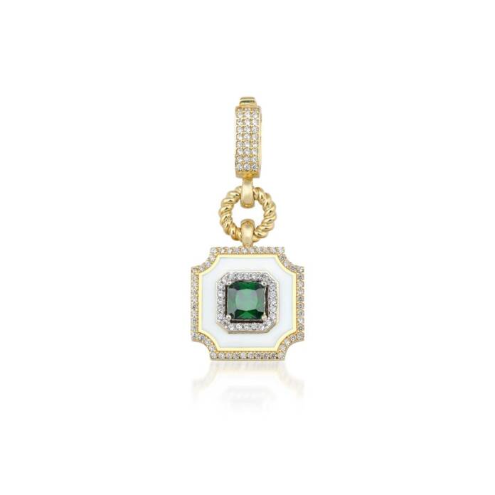 Beyaz Mineli Zümrüt Charm - 1