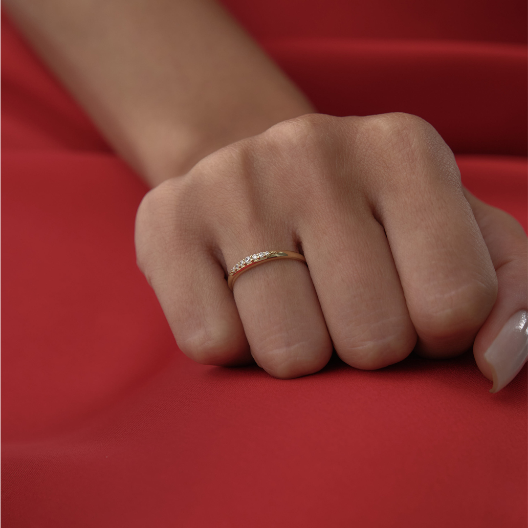 Beyaz Taşlı Line Yüzük - 1