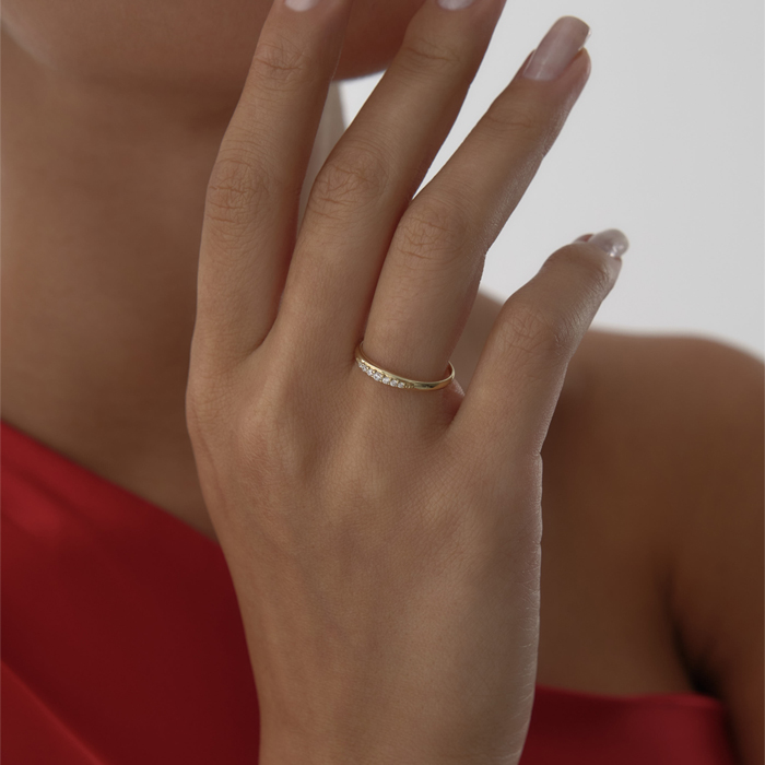 Beyaz Taşlı Line Yüzük - MİST (1)