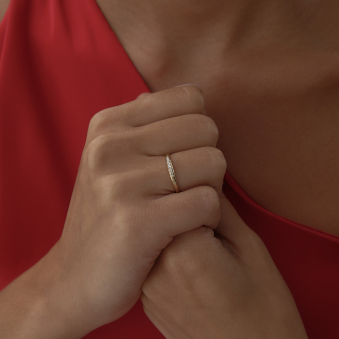 Beyaz Taşlı Line Yüzük - 3