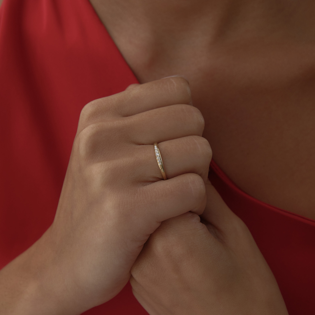 Beyaz Taşlı Line Yüzük - 3