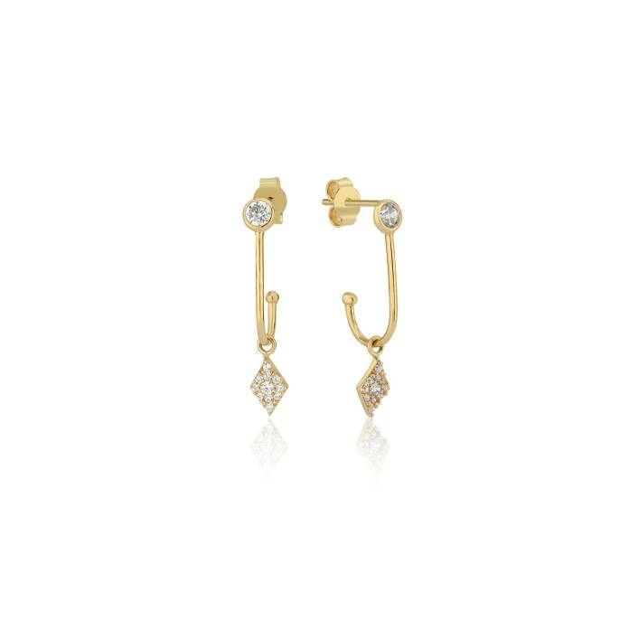 Beyaz Triangle ve Tektaş Küpe - 3