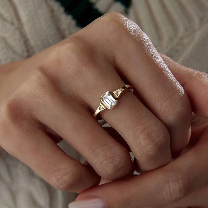 Beyaz Two Way Dörtgen Yüzük - 2