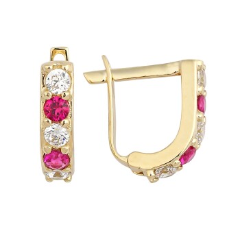 Beyaz ve Pembe Taş Çocuk J Küpesi - Melike