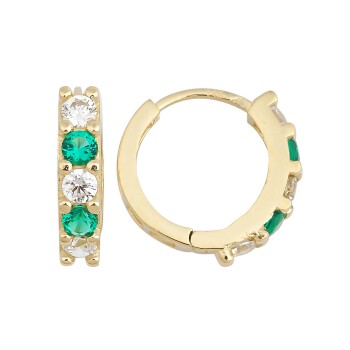 Beyaz ve Yeşil Taş Çocuk Küpesi - Melike