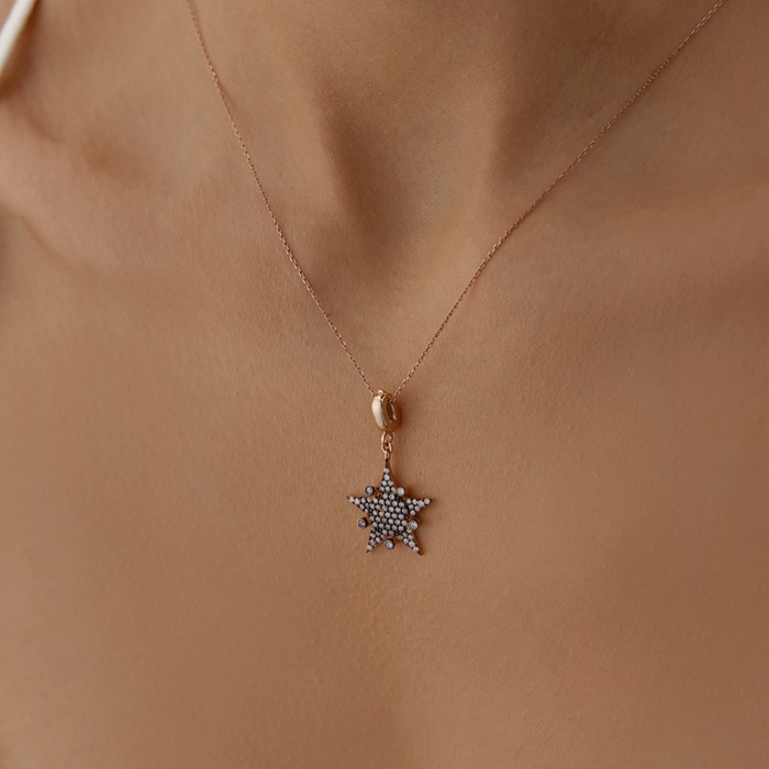 Black Big Star Kolye - Alen (1)