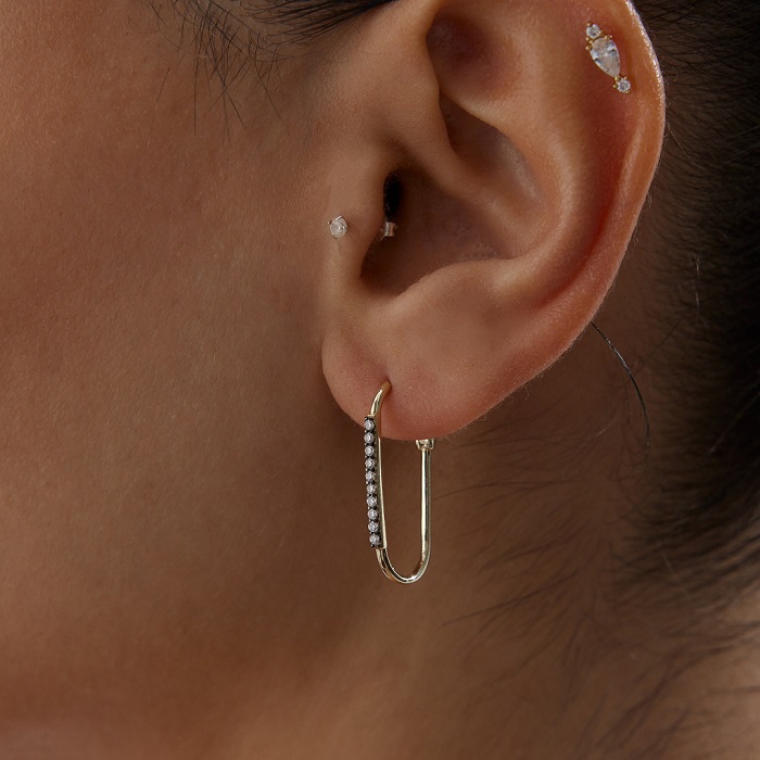 Black Detay Taşlı Ataç Küpe - Alen