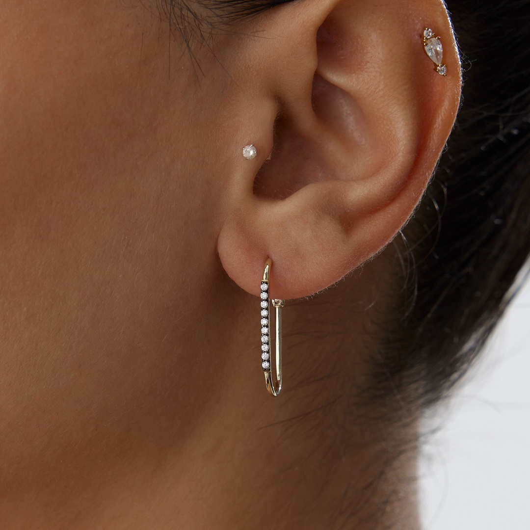 Black Detay Taşlı Ataç Küpe - 2