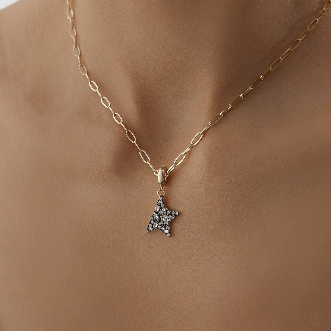 Black Half Star Kolye - 2