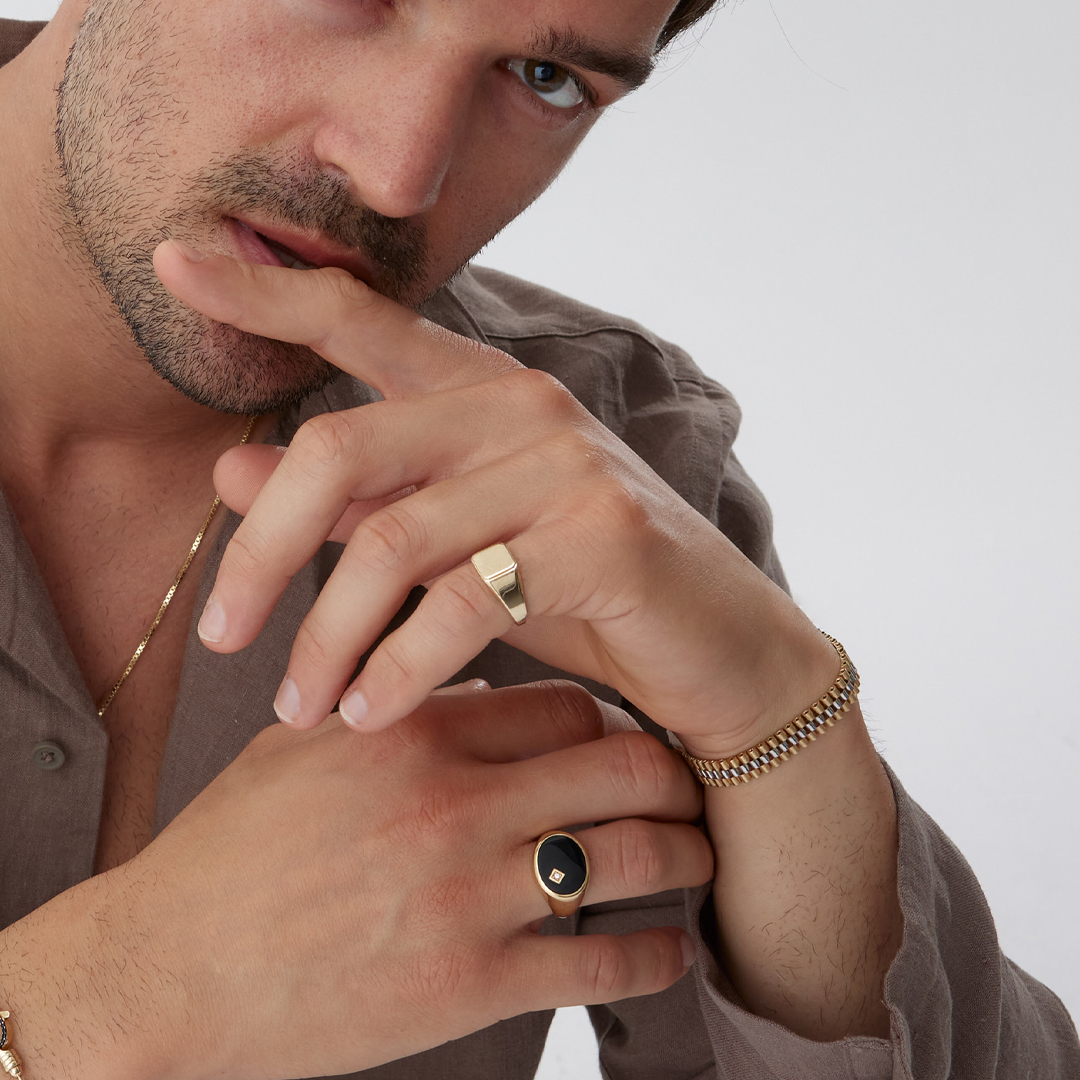 Black Sparkle Şovalye Yüzük - 2