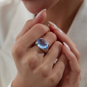 Blue Big Stone Yüzük - Özkonak