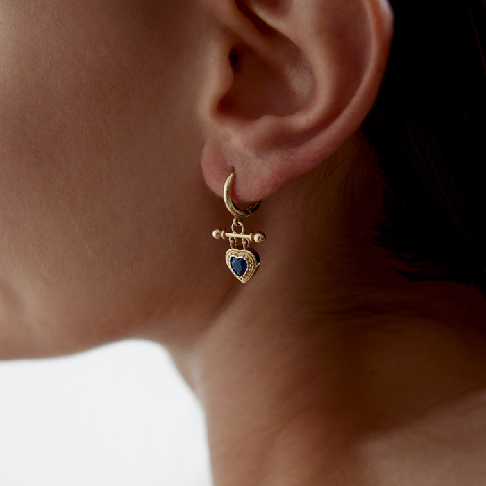 Blue Heart Stick Sallantılı Küpe - Rayna (1)