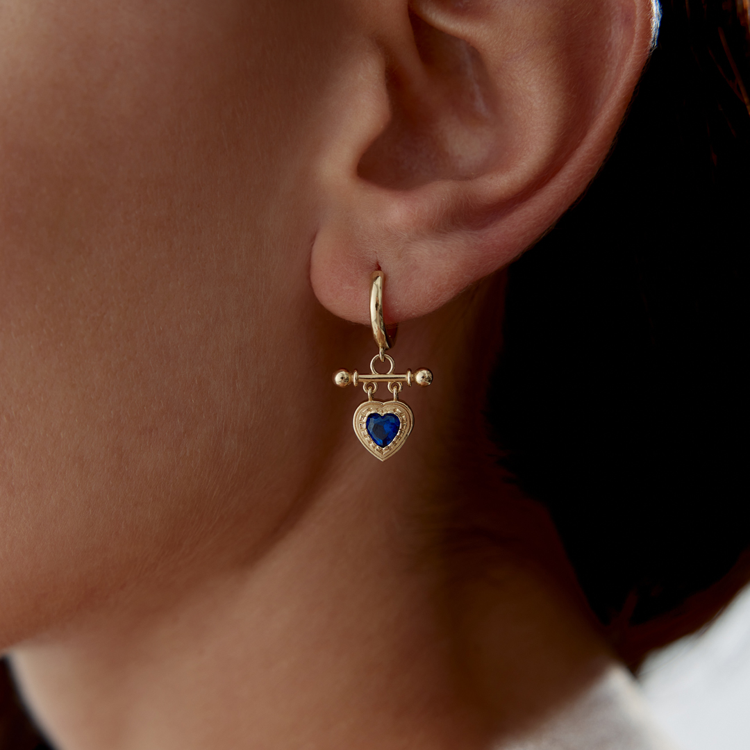 Blue Heart Stick Sallantılı Küpe - 1