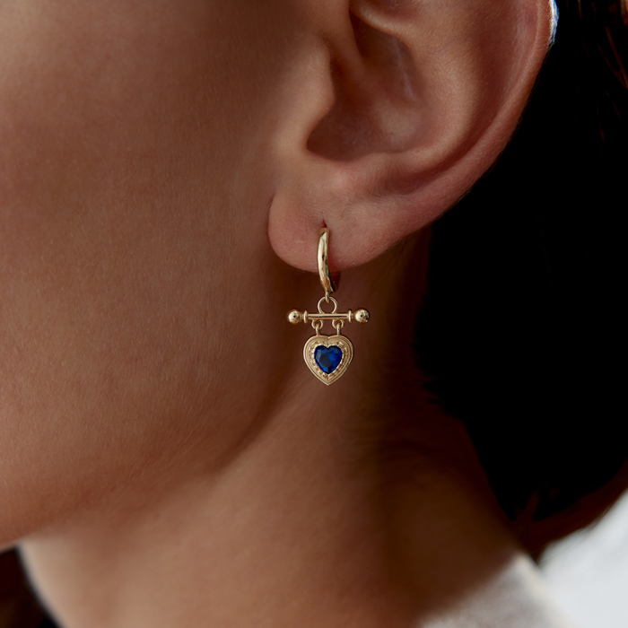 Blue Heart Stick Sallantılı Küpe - Rayna