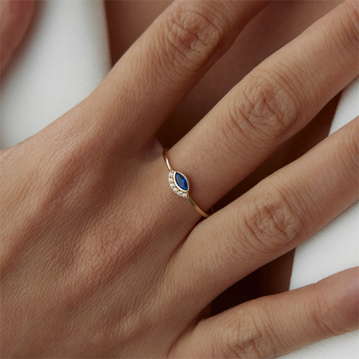 Blue Kirpikli Göz Yüzük - Rayna (1)