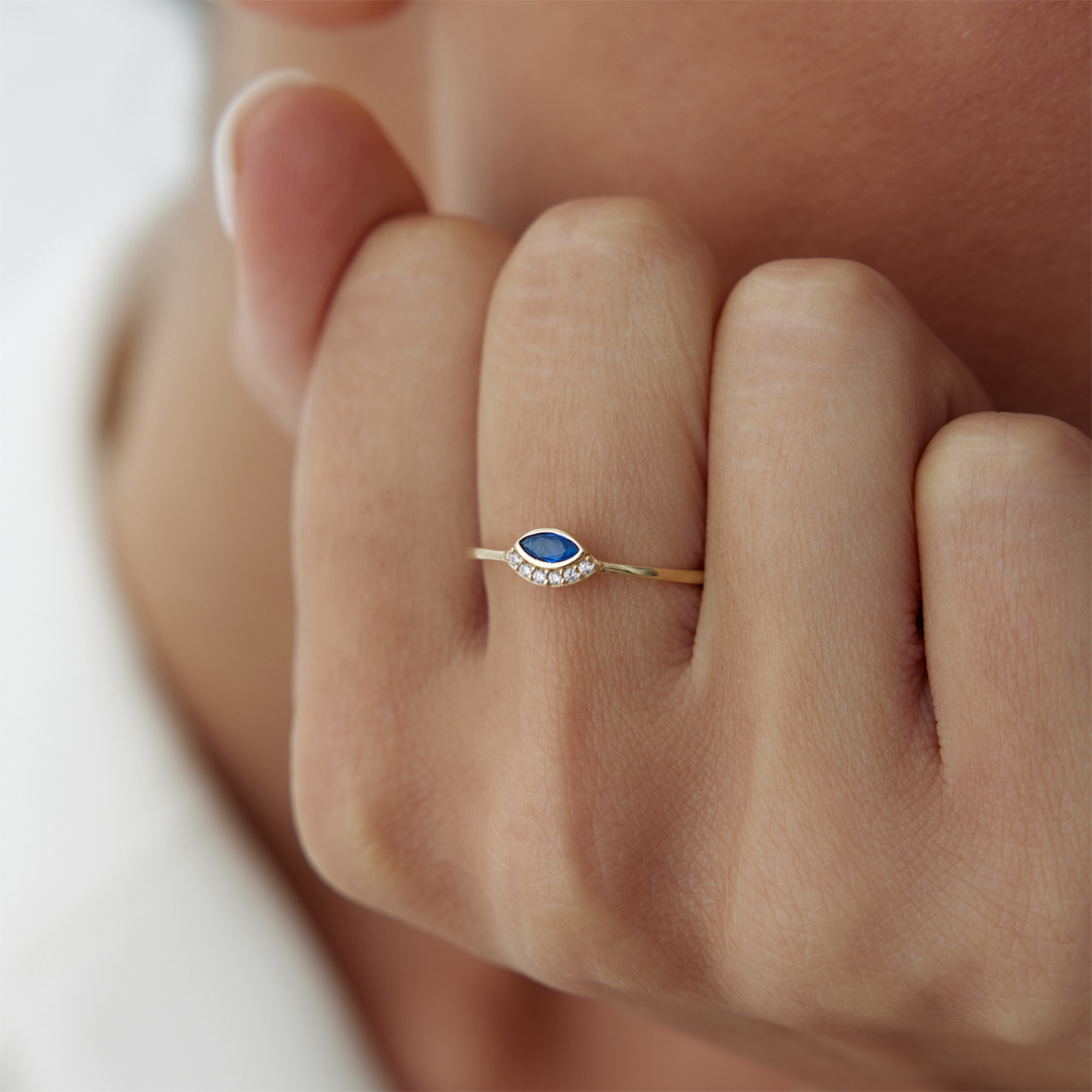 Blue Kirpikli Göz Yüzük - 1