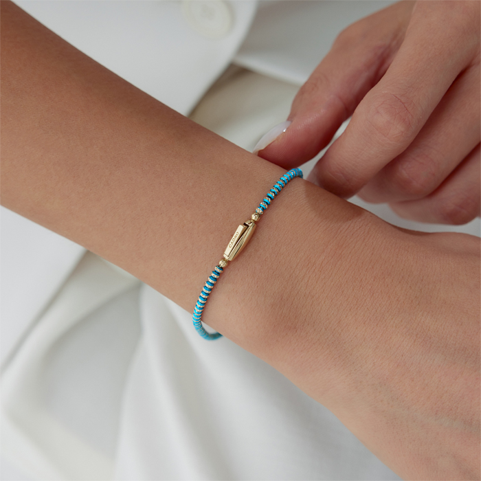 Blue Slim Bond Bileklik - Mg Gold