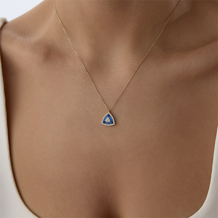 Blue Trapez Kolye - Rayna (1)