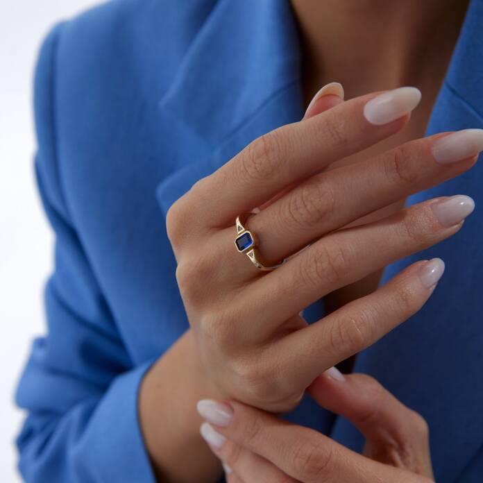 Blue Two Way Dörtgen Yüzük - 3