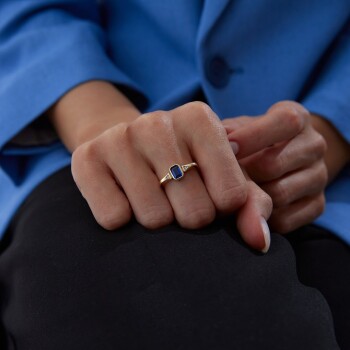 Blue Two Way Dörtgen Yüzük - 4