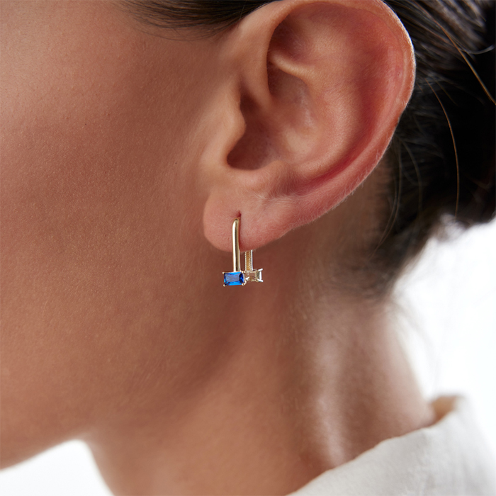 Blue & White Baget Küpe - 2