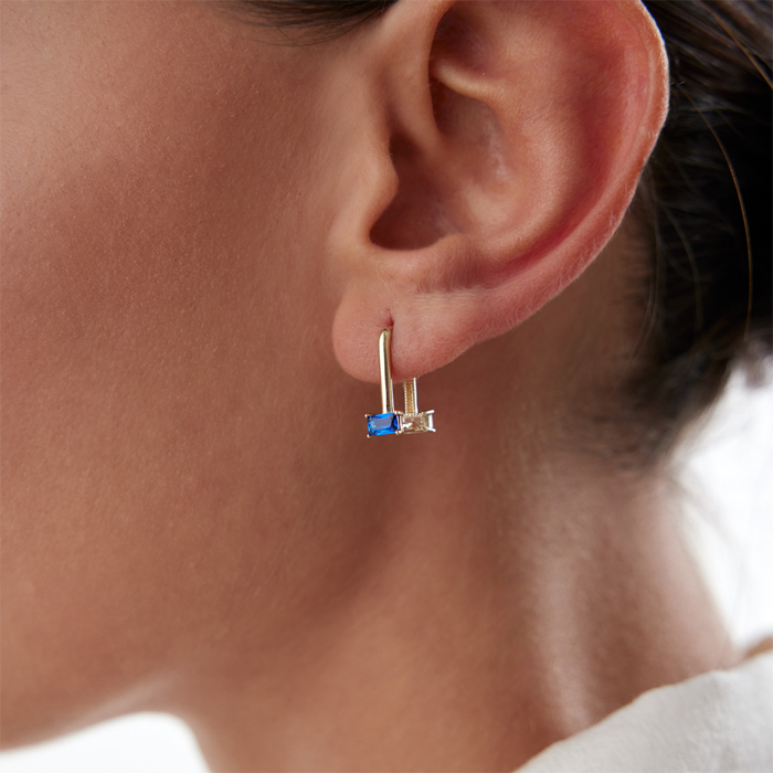 Blue & White Baget Küpe - Rayna