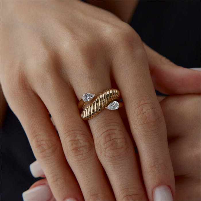 Damla Taşlı Tırtıl Yüzük - 3